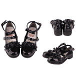 Sweet Ruffle Bowknot Japanese Lolita Shoes 15 Colors - Glossy-Black - 16