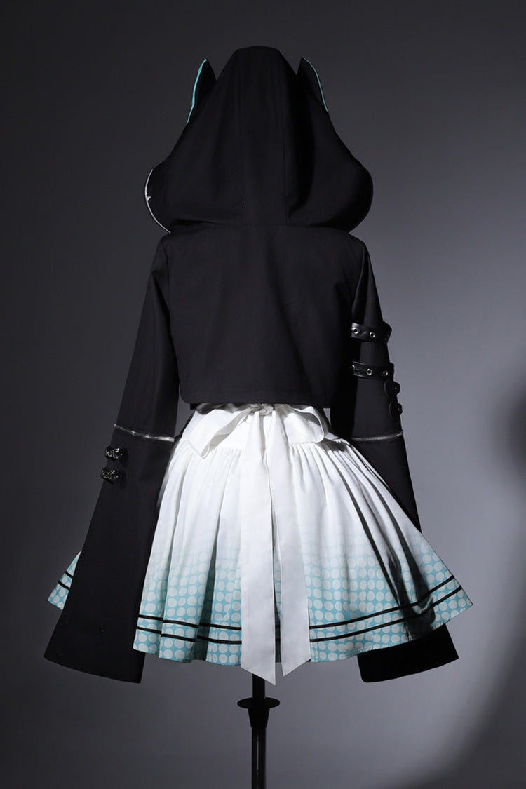 Black/White [Electronic Cat] Print Future Suit Gothic Cool Lolita Dress - Product - 13