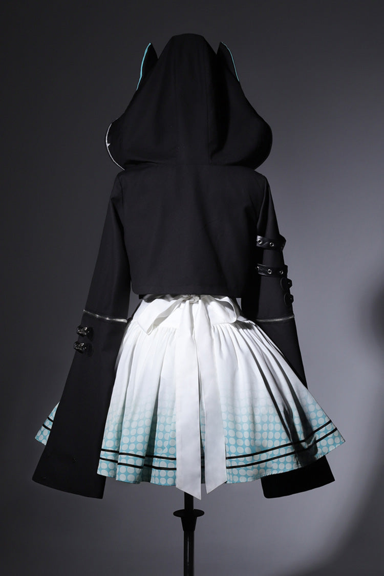 Black/White [Electronic Cat] Print Future Suit Gothic Cool Lolita Dress - Product - 13