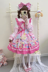 [Bunny Pastry Chef] Print Bowknot Gothic Japanese Lolita Jsk Dress 3 Colors - Product - 14