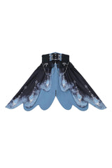 White/Blue Gradient Print Ruffle Cardigan Pearl Sweet College British Knight Style Handsome Lolita Dress Set - Product - 11