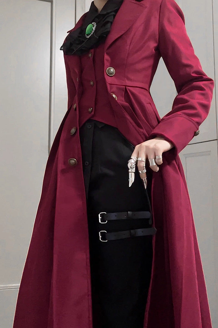 [Paranoid’s Punishment ] Long Sleeves Slim Gothic Lolita Trench Coat 2 Colors - Product - 5