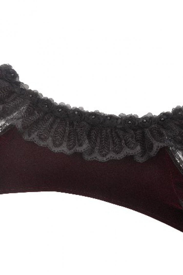 Black Ruffled Doll Collar Short Puff Sleeves Lace-Up Women's Gothic Princess Velvet Cape - Product - 16