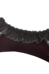 Black Ruffled Doll Collar Short Puff Sleeves Lace-Up Women's Gothic Princess Velvet Cape - Product - 16
