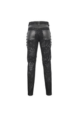 Black Multi Buckle Distressed  Print Men's Punk Pants - Product - 10