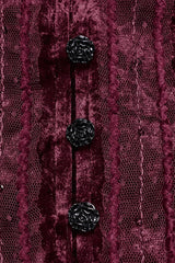 Red V Collar Long Puff Sleeves Women's Gothic Blouse - Product - 8
