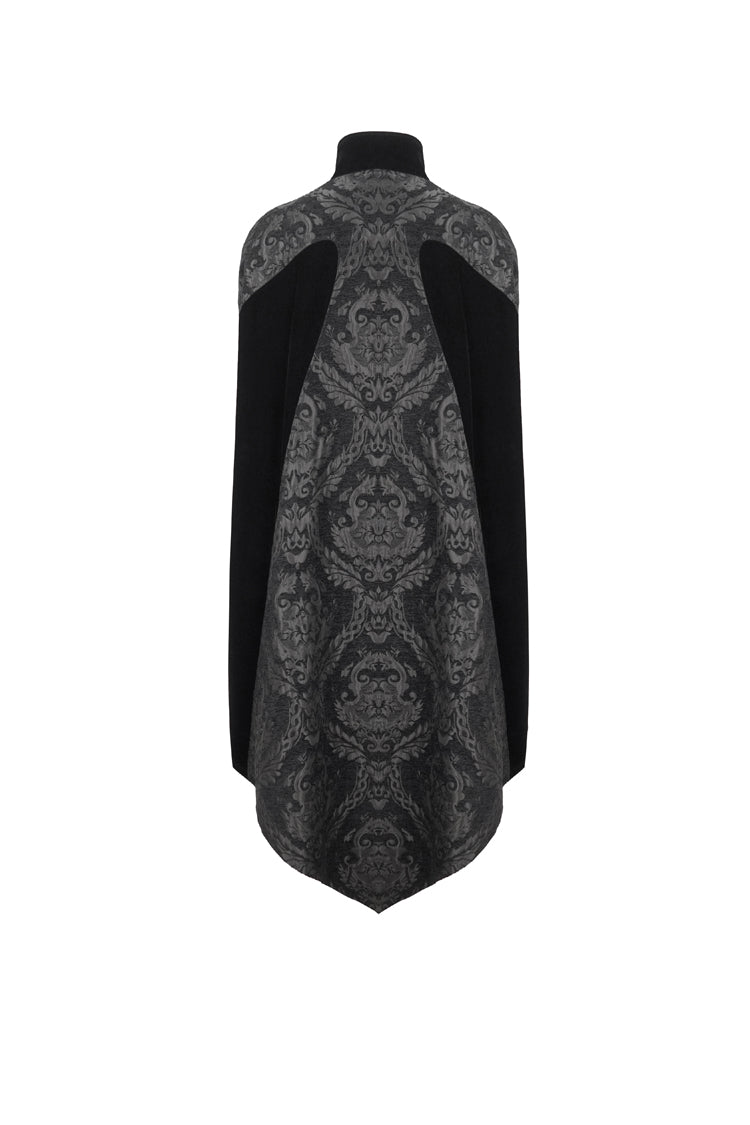 Black Removable Chain Pendant Short Front And Long Back Men's Gothic Cloak - Product - 7