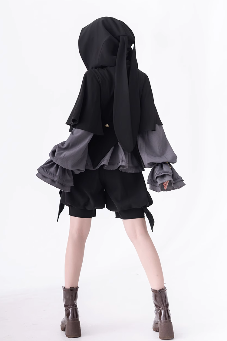 Gray Retro Cute Cool Ouji Fashion Lolita Blouse - Product - 8