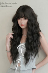 Korean Fluffy Long Water Wave Sweet Lolita Wig with Thin Air Bangs 3 Colors - Product - 6