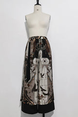 Multi-Color Night Command Print Wide Leg Ouji Lolita Trousers - Multi-Color - 1