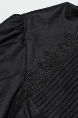 Black Long Puff Sleeves Lace Men's Gothic Blouse - Product - 5
