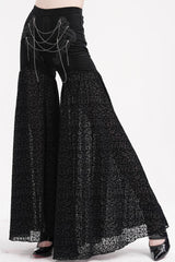 Black Chain Jacquard Floral Hollow Lace Women's Gothic Pants - Product - 2