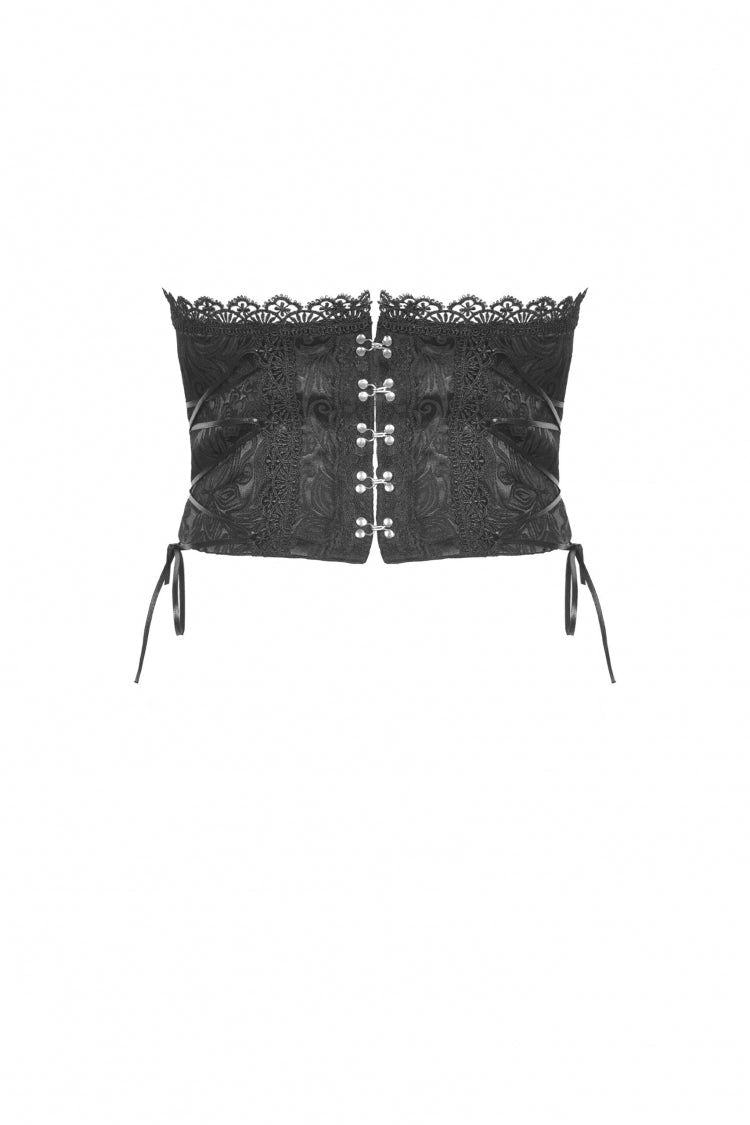 Black Floral Embroidered Lace-Up Strappy Women's Gothic Gorgeous Corset - Product - 19