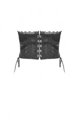 Black Floral Embroidered Lace-Up Strappy Women's Gothic Gorgeous Corset - Product - 19
