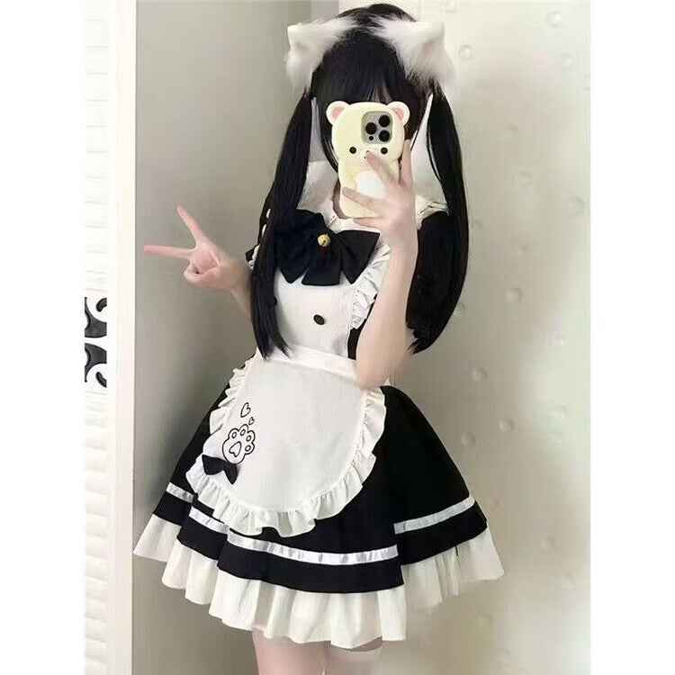 Black Sweet Maid Lolita dress full styling view