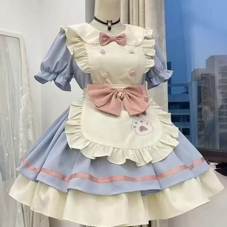 Blue Cat Cafe Sweet Maid Lolita dress set front view