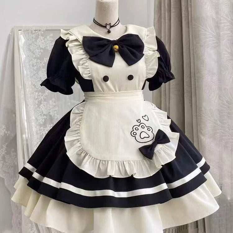Black Cat Cafe Sweet Maid Lolita dress set front view