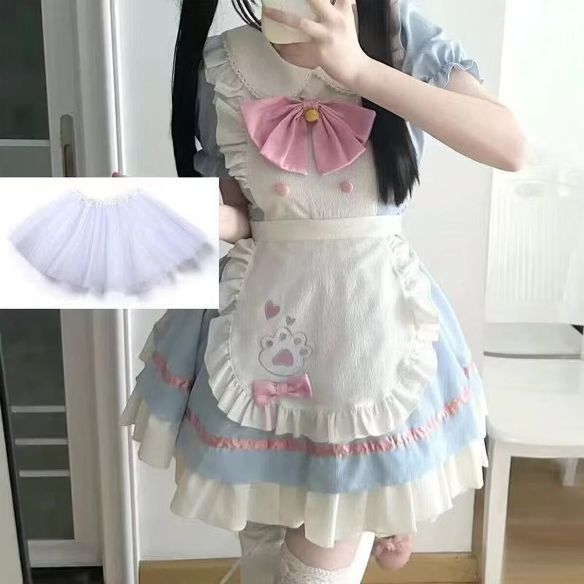 Blue Cat Cafe maid dress set with petticoat