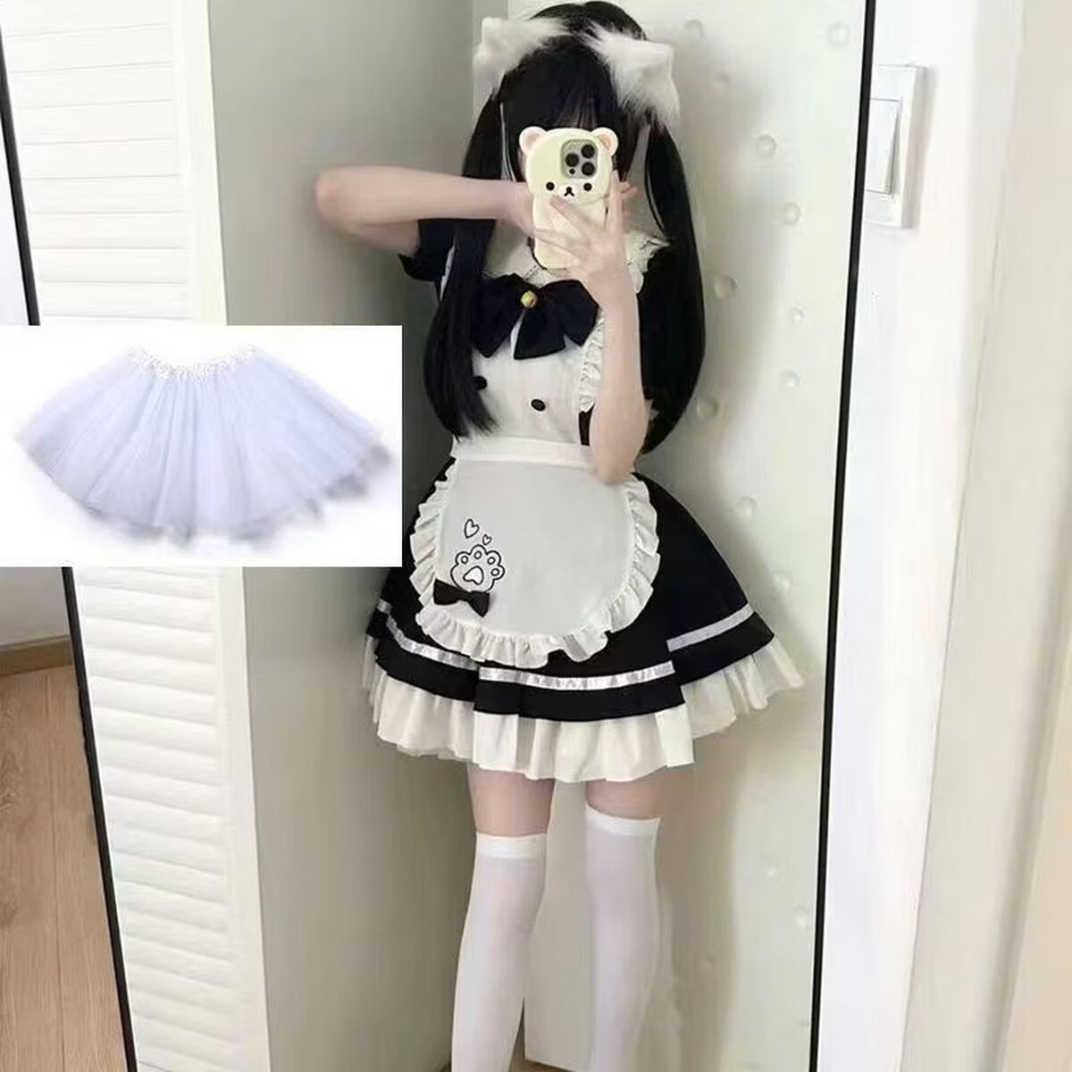 Black Cat Cafe maid dress set with petticoat