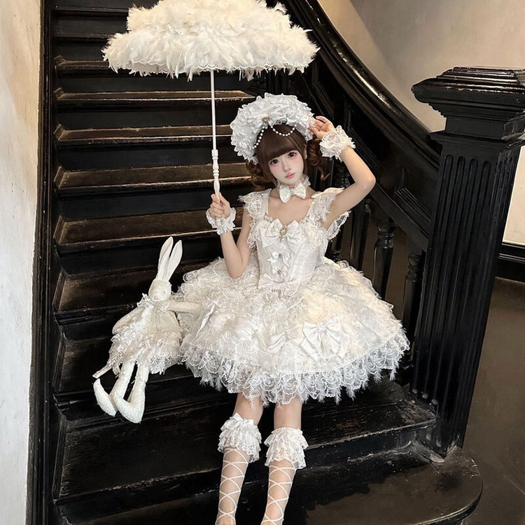 White Cloud Feather princess Lolita JSK full styling view