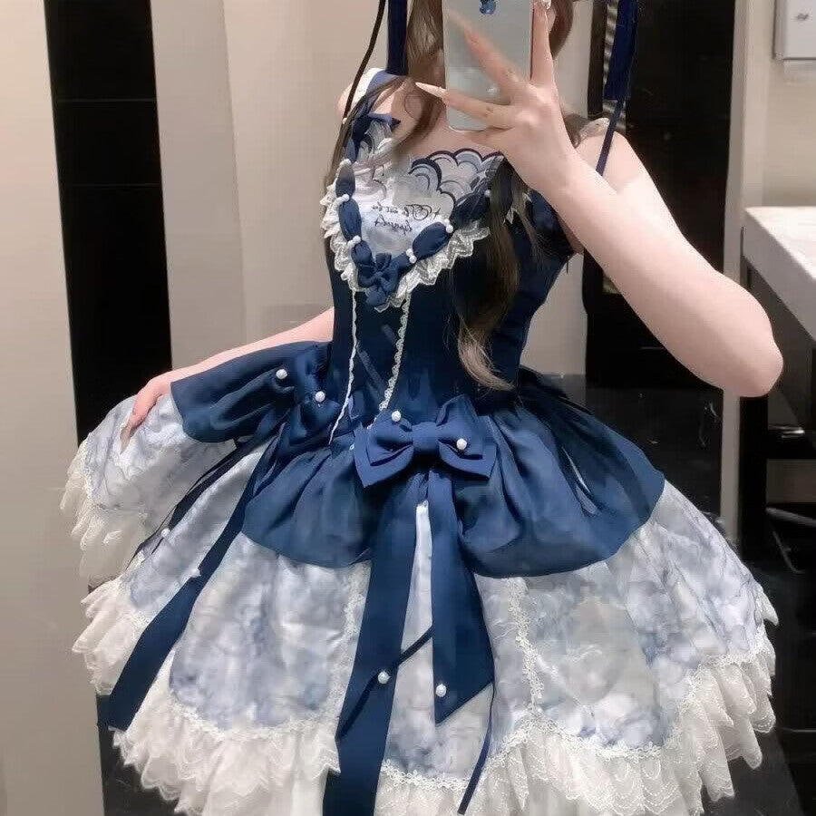 Sweet Lolita JSK dress ruffle bow and lace detail