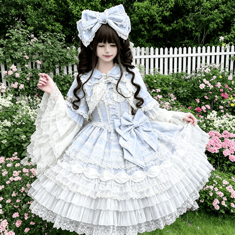 Powder blue princess Lolita JSK with detachable waist bow
