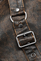 Grey Stand Collar Fake Two Piece Cloak Stitching Metal Buckle Mens Steampunk Coat - Product - 7
