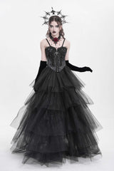 Black Sleeveless Embroidery Lace Chain Women's Gothic Vest - Product - 14