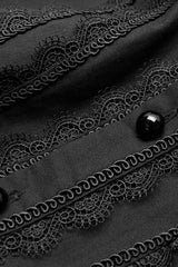 Black Lapel Collar Long Lantern Sleeves Mens Gothic Gorgeous Blouse - Product - 5