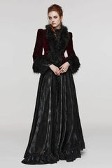 Women's V Collar Long Sleeves Faux Fur Stitching Gothic Coat 4 Colors - Product - 13