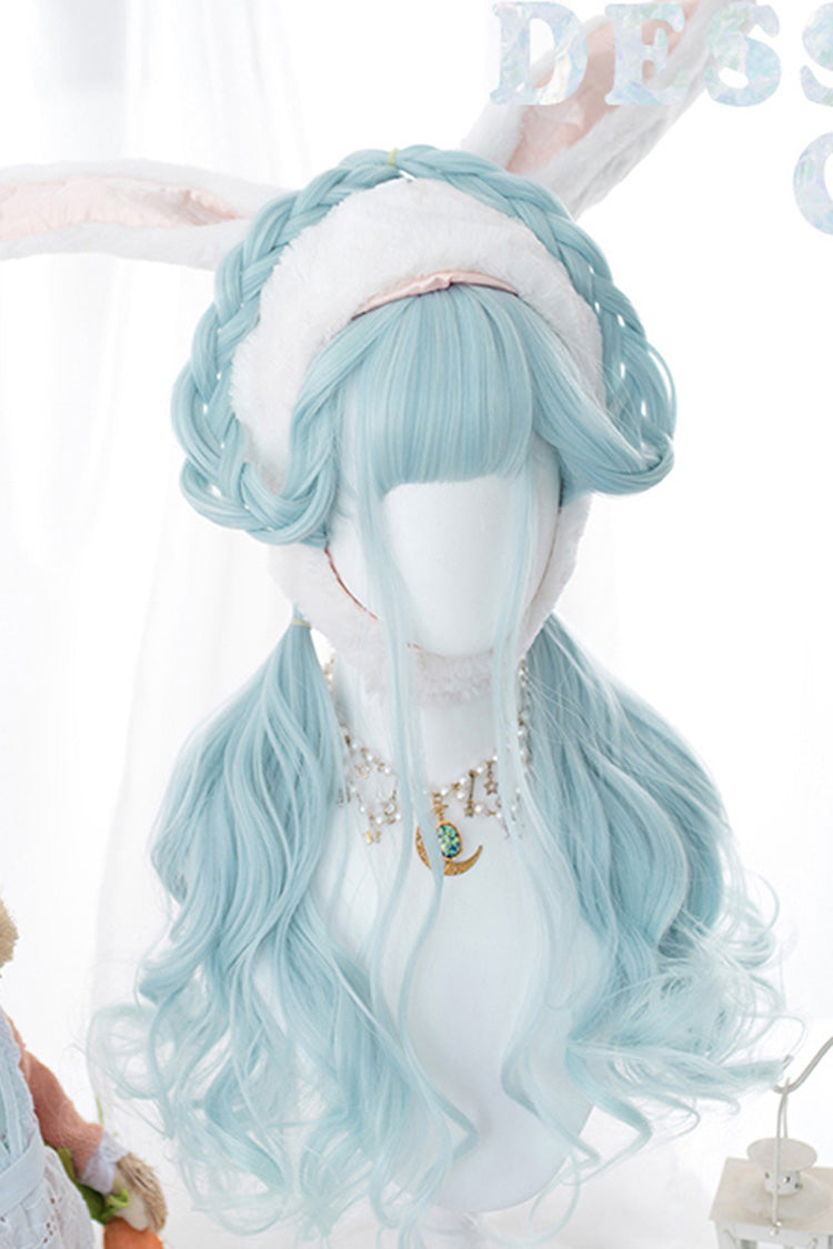 Light Blue Long Curly Hair Sweet Lolita Wig - Product - 2