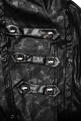 Black Stand Collar Metal Buckle Long Sleeves Mens Steampunk Coat - Product - 11