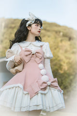 Cute Girl Doll Collar Hair Ball Christmas Princess Sweet Lolita JSK Dress Full Set - Product - 9