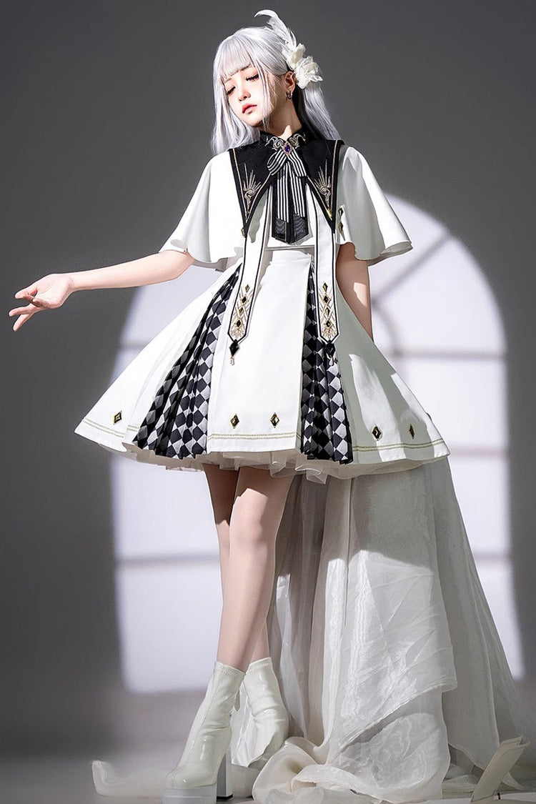 White [Eye of Truth] Magic Academy Diamond Print Stitching Gothic Lolita Jsk Dress - Product - 4