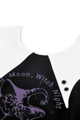 Black/White Point Peter Pan Collar Collar Long Sleeves Women's Gothic Vintage College Sweatshirt - Product - 22