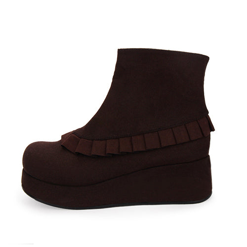 Round Toe Ruffle College Style Lolita Platform Boots - Product - 3