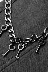 Black Faux Leather Metal Love Lock Buckles Women's Steampunk Pants - Product - 6