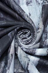Black/Grey Long Sleeves Print Mesh Tie-dyed Women's Steampunk T-Shirt - Product - 5