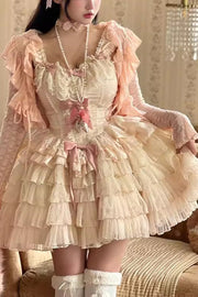 Love God Girl Romantic Ballet Style Multi-layer Ruffle Sweet Princess Lolita Dress 2 Colors - Beige - 1