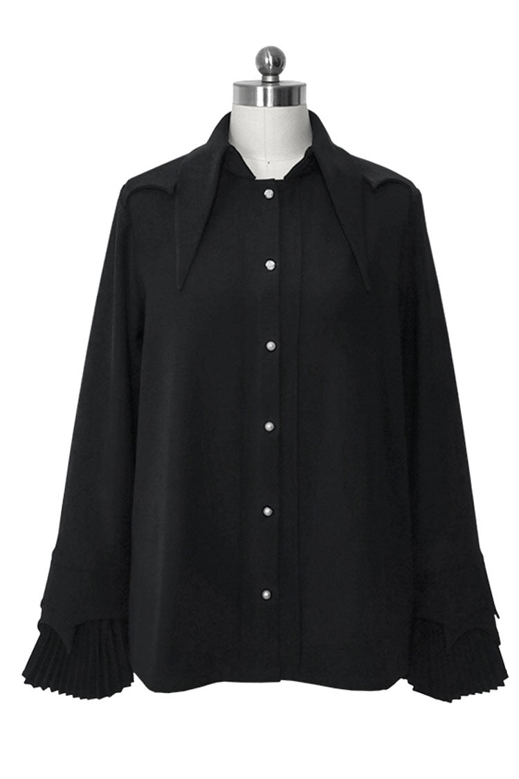 Princess Chronicles The Unknown Shadow Gothic Ouji Lolita Blouse 3 Colors - Black - 4