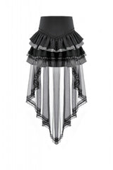 Black Women's Gothic Vintage Multi-Layered Ruffled Mesh Tail Skirt - Product - 3