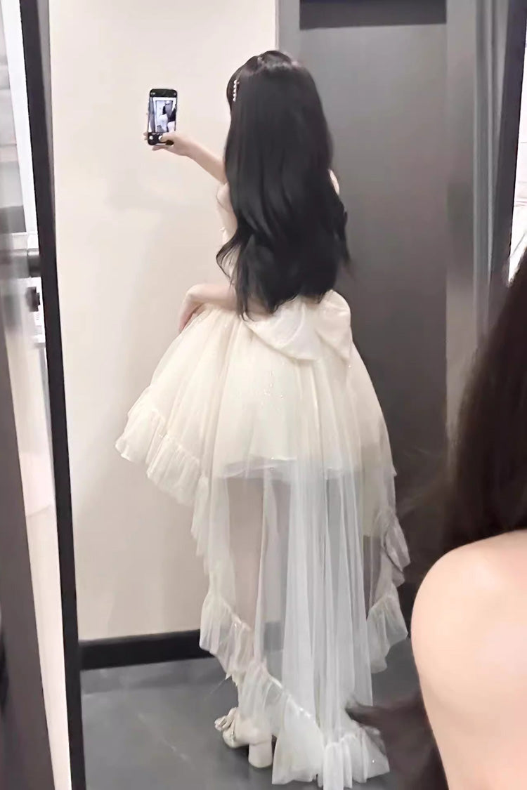 Apricot Shining Bowknot Irregular Sweet Princess Gorgeous Lolita Jsk Dress (Include Train) - Product - 6