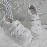 Medical Series Heart Style Double Strap Round-Toe Sweet Lolita Platform Shoes 3 Colors - White - 2