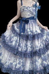 Multi-Color Multi-layer Cumulonimbus Print Ruffle Bowknot Sweet Lolita Jsk Dress - Product - 15