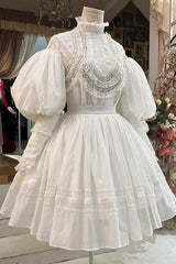 Classic Long Puff Sleeves Ruffle Embroidery Lace Gothic Lolita Victorian Blouse 2 Colors - Product - 3