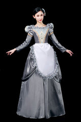 Gray Boat Neck Long Sleeves Floral Print Victorian Lolita Prom Dress - Product - 5