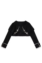 Black/White [Violin Variations] Ruffled Embroidered Gothic Lolita Jumper Dress Set - Coat - 15