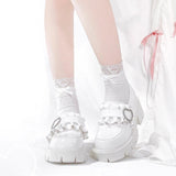 Heart Rhinestone Jirai Kei Elegant Lolita Platforms 3 Colors - White - 7