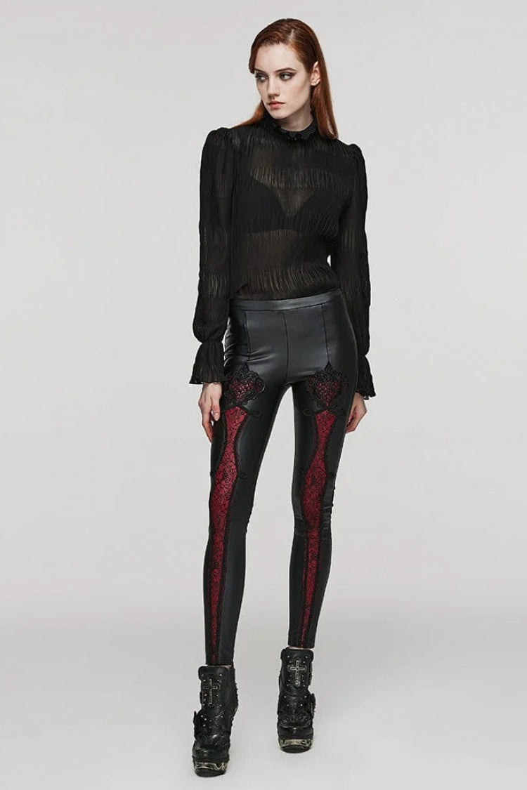 Black Long Puff Sleeves Lace Womens Gothic Blouse - Product - 4