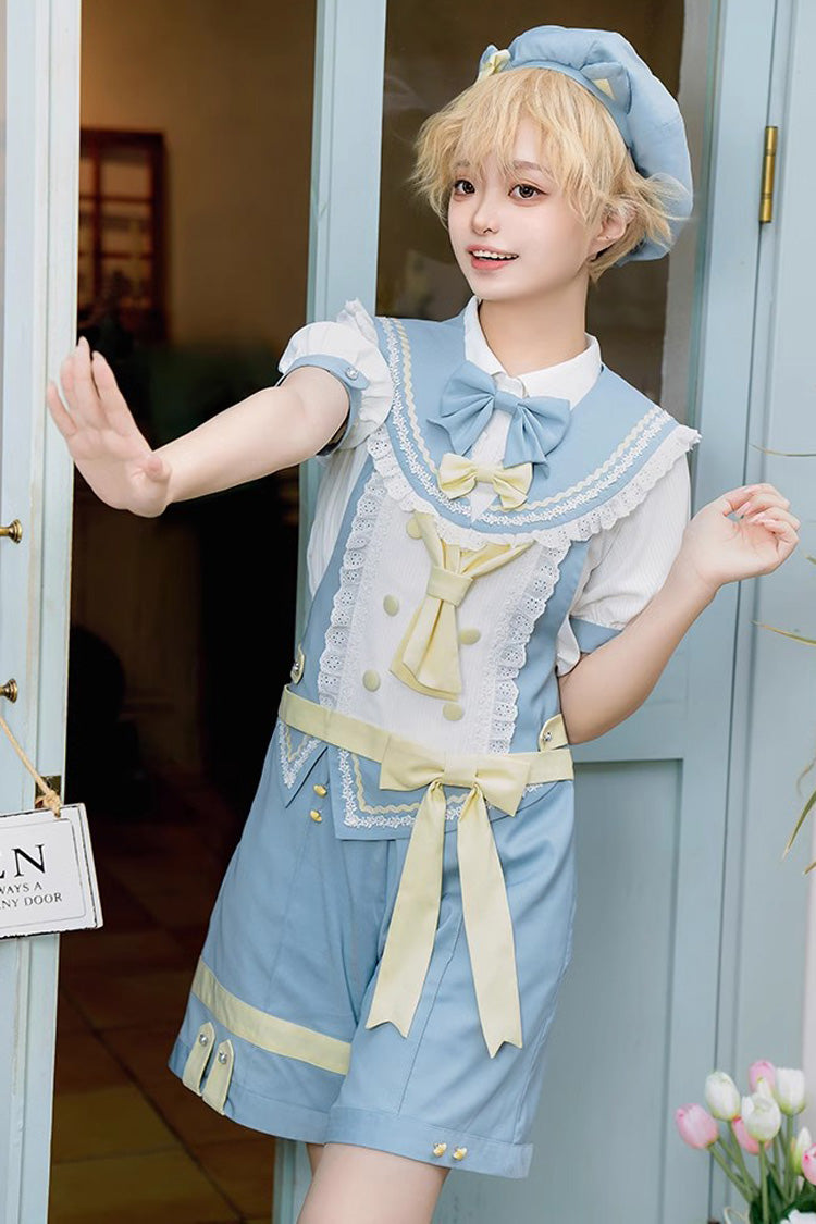 Chartres Meow Team Bowknot Ouji Fashion Cool Lolita Shorts Set 3 Colors - Green - 13